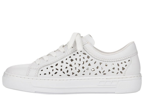 Pantofi sport, dama, RIEKER, ANTISTRESS, L8831-80 alb, piele naturala